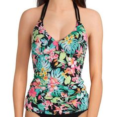 Tommy Bahama Fleur De Flora Reversible Tankini Swim Top In Black Bloom In Tropical Color Or Charm In Gingham Checks In This Reversible Tankini Top With A Statement, Halter-Style Neck. Size Xxs New With Tags. - Ties Behind Neck - Underwire & Lightly Padded Cups - Lined - 92% Nylon, 8% Spandex - Hand Wash, Line Dry Swim Cover Up Dress, Bandeau One Piece Swimsuit, Striped One Piece, 2 Piece Swimsuits, Tankini Swim Tops, Swim Tankini, Halter Style, Swim Dress, Tankini Top