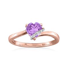 Ross-Simons - .50ct Amethyst Heart Ring, Diamond Accents Over Sterling. Size 8. Wrapped in sparkling diamond accents, this .50 carat heart-shaped amethyst ring is a lovely look in polished 18kt rose gold over sterling silver. 1/4" wide. Amethyst heart ring. Amethyst birthstones are the perfect gift for February birthdays. Amethyst Birthstone, Amethyst Heart, February Birthday, Ring With Diamond, Sparkling Diamond, Ring Diamond, Dream Jewelry, Amethyst Ring, Sparkle Diamonds