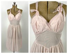 "DETAILS. ruched | empire | flowy darling 1950's slip dress. vintage  pink slip. empire bust with bra-let. beautifully draped. lace detail. double shoulder ties which are adjustable. semi-sheer. super soft and lightweight!  great vintage condition. this slip dress is from my private collection. MEASUREMENTS. BUST: 32-36\" WAIST: 25-28\" HIPS: free LENGTH: 32\" FABRIC: nylon LABEL: Charmode https://www.etsy.com/shop/EvesAppleVintage << you can find most of my private collection -- sourced through Luxury Sheer Slip Dress With Spaghetti Straps, Elegant Cheap Pink Slip Dress, Sheer Slip Dress, Vintage Slip Dress, Vintage Slip, Vintage Slips, Pink Ballerina, Ballet Dress, Rose Vintage