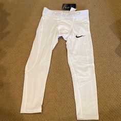 Nwt Good Condition Nike Pro Fitted White Moisture-wicking Pants, White Compression Moisture-wicking Bottoms, White Moisture-wicking Functional Leggings, White Functional Moisture-wicking Bottoms, White Fitted Training Pants, White Moisture-wicking Athleisure Pants, Functional White Leggings For Training, White Functional Leggings For Training, White Compression Pants For Gym