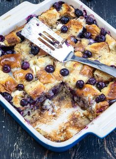 Juicy berries, crunchy walnuts plus yummy cream cheese and warmed up maple syrup make this Overnight Blueberry French Toast Casserole a fantastic breakfast or brunch dish for Thanksgiving, Christmas, and any day of the year. Can easily be doubled to accommodate a crowd! #blueberryfrenchtoastcasserole #summerberries #blueberries Croissant Casserole, Blueberry Clafoutis, Breakfast Croissant, Waffles Breakfast, Blueberry French Toast Casserole, Stuffed French Toast Cream Cheese, French Toast Casserole Overnight, French Toast Casserole Recipes, Easter 2023