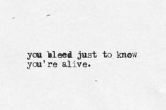 the words you bleed just to know you're alive