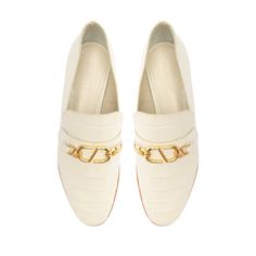 These Morgans are a sophisticated and bold loafer choice, featuring a rich croc-embossed leather pattern with a design accentuated by a gold-toned metal chain across the front, adding a touch of luxury and elegance. The sleek and polished finish makes these loafers versatile enough to be dressed up or down, making them a great addition to a well-curated wardrobe.
Materials: Leather Upper | Leather OutsoleHeel Type: FlatHeel Style: FlatToe Style: Round ToeClosure Type: Slip OnCounter Type: ClosedHeel Height: 0,8 In | 20 mmSKU: S2202500100002 Curated Wardrobe, Leather Pattern, Leather Flats, A Design, Gold Tone Metal, Metal Chain, Embossed Leather, Heel Height, Leather Upper