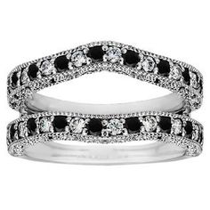 two black and white diamond wedding bands