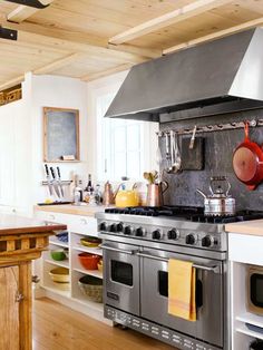 a stove top oven sitting inside of a kitchen