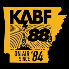 a black and yellow poster with the words kabf 898 on air since 844