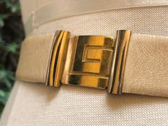 GUY LAROCHE Vintage 1970s Guy Laroche cream leather belt | Etsy Animal Fur, Guy Laroche, Designer Belts, Vintage Belts, Gold Logo, Dark Brown Leather, French Style, Vintage 1970s, Leather Belt