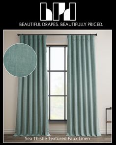 the beautiful drapes beautifully priced in sea thistle textured faux linen