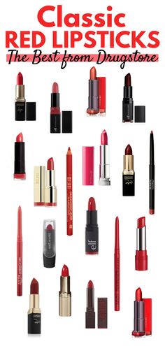 Classic Red Lipstick, Drugstore Lipstick, National Lipstick Day, Makeup Favorites, Red Lipstick Makeup, Best Drugstore Makeup, Lip Liners, Simple Makeup Looks