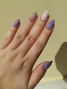 Lavanda Nails, Nails Inspiration Purple, Pretty Gel Nails, Pretty Acrylic Nails, Almond Nails, White Nails