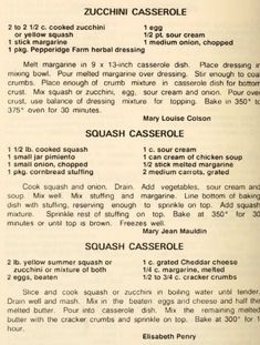 an old recipe book with instructions on how to cook the casserole in it