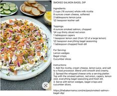 a recipe for smoked salmon bagel dip