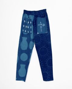 LENTO PANT | indigo combo - PO-EM Indigo Straight Cotton Pants, Indigo Cotton Straight Pants, Indigo Relaxed Fit Cotton Pants, Indigo Cotton Pants With Elastic Waistband, Everyday Pants, Conscious Living, Slow Fashion Movement, Soft Pants, Indigo Dye