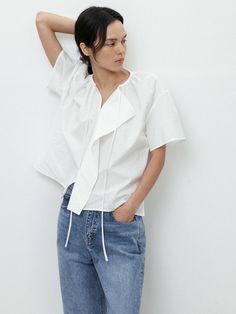 This is a casual and trendy top by RRACE that is made out of high quality and sturdy material. With distinctive mood of the design and comfortable wear, you can style it for your casual daily outfit.- Shirring detail on the neckline- Crunchy cotton blend fabric- Trendy, casual and comfortable mood Chic White Top For Casual Gatherings, Chic White Tops For Casual Gatherings, Modern Relaxed Fit Blouse For Everyday, Casual Cotton V-neck Blouse, Versatile Cotton Tops For Casual Gatherings, Cotton V-neck Blouse For Casual Gatherings, Spring Casual Versatile Blouse, Versatile Blouse For Casual Spring Gatherings, Versatile Spring Blouse For Casual Gatherings