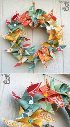 an origami wreath made out of folded paper