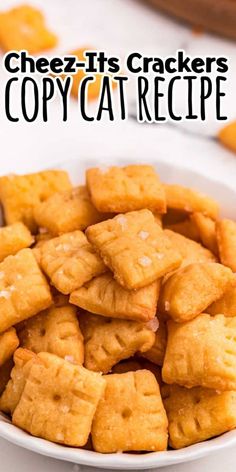 cheesy it's crackers copycatre recipe in a white bowl