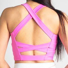 Neon Pink Womens Sports Bra Tank Top | Runner Island – Runner Island® Neon Pink Crop Top, Vacation Workout, Pink Run, Sports Bra Collection, Bra Tank Top, Swimming Sport, The Runner, Bra Models, Bra Tank