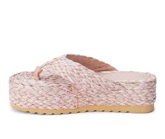 Raffia upper straps with Synthetic Faux Leather lining, Slip on for easy entry,2.25\ raffia wrapped platform, Round open toe with thong post, Lightly padded footbed, Manmade outsole, Vegan Friendly | Women's Beach by Matisse Sailor Espadrille Platform Flip-Flops Sandals in Blush Size 9 Spring Pink Wedge Sandals With Woven Sole, Pink Straw Sandals For Summer, Pink Straw Sandals With Woven Sole, Pink Sandals With Woven Sole For Summer, Trending Heels, Raffia Sandals, Platform Flip Flops, Espadrilles Platform, Bow Heels