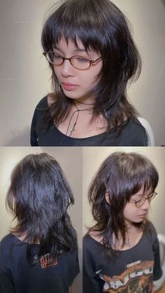 Messy Hair Haircut, Emo Hair For Round Faces, Aesthetic Haircuts Women, Long Women Mullet, Medium Length Jellyfish Haircut, Haircut Ideas Black Hair, Asian Shaggy Hair, Black Mullet Hairstyle Women, Unique Long Haircut