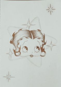 a drawing of a girl with stars on her head