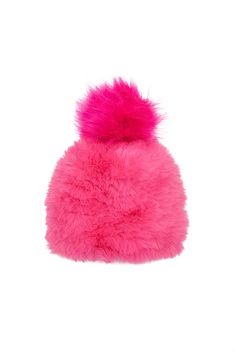 The Snow Bunny Beanie in this fun hot pink color is a must have to stay warm and stylish in the cold weather! It's made of super soft faux fur and has an adorable pom pom on top. Make it a set and match it with the Classic Mandy Mittens in Hot Pink, which we also have in stock! 100% Faux Fur One Size Only Dry Clean Only Fluffy Faux Fur Hat For Cold Weather, Cold Weather Hats With Pom Poms, Chic Pink Winter Hat, Hot Pink Beanie, Bunny Beanie, Fuzzy Hat, Fur Pom Pom Hat, Pink Beanie, Faux Fur Hat