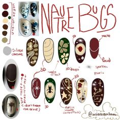 Green Fun Nails, Nail Inspo Pattern, Bug Nails Art, Nature Nails, Insect Nails, Bug Nail Art, Bug Nails, Finger Art