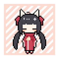 the pixel art is very cute and it looks like she has horns on her head