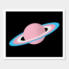 an image of a pink and blue saturn