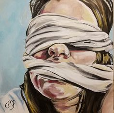 a painting of a woman wrapped in bandages