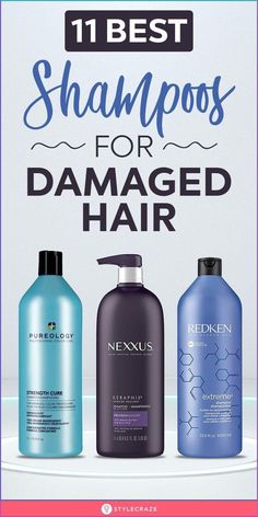 11 Best Shampoos For Damaged Hair: Such shampoos are enriched with nourishing ingredients like lipids, ceramides, antioxidants, nourishing oils, and protein that repair your hair, make them soft, shiny, and healthy. Check out our list of the 11 best shampoos that will breathe life into damaged and brittle hair strands. #Shampoo #DamagedHair #HairCare #HairCare Best Shampoos For Blonde Hair, Best Shampoo For Hair Breakage, Best Shampoo For Dry Colored Hair, Heat Damaged Natural Hair Repair Products, Good Hair Shampoo Products, Shampoo To Thicken Hair, Best Shampoo And Conditioner For Dry Brittle Hair, Best Hair Shampoo For Damaged Hair, Hair Repair Shampoo And Conditioner