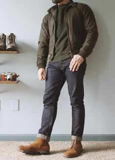 Mens Outdoor Fashion, Stylish Men Casual, Mens Casual Dress Outfits, Fall Outfits Men, Men Stylish Dress, Mens Outfit Inspiration, Rugged Style, Mens Fashion Casual Outfits, Brown Shoes