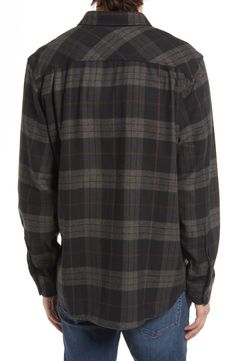 Soft cotton-blend flannel means easy appeal for a versatile, modern-cut shirt patterned in classic plaid. 29 1/2" length; 44" chest (size Medium) Front button closure Spread collar Long sleeves with rounded, adjustable button cuffs Chest button-flap patch pockets 60% cotton, 21% acrylic, 19% polyester Machine wash, tumble dry Imported Men's Clothing Classic Black Flannel Shirt, Classic Black Flannel Shirt For Fall, Classic Long Sleeve Flannel Shirt, Relaxed Fit Flannel Shirt For Work, Plaid Flannel Workwear Shirt, Plaid Flannel Work Shirt, Plaid Flannel Shirt For Work, Black Flannel Shirt For Work, Classic Plaid Flannel Shirt