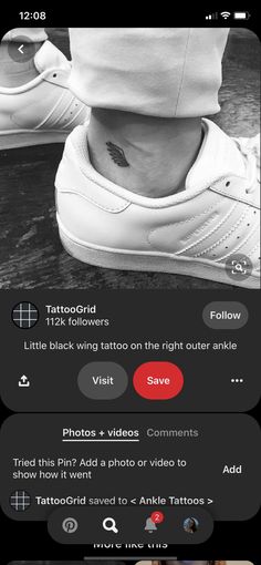 an image of someone's foot with tattoos on their ankles and the caption below