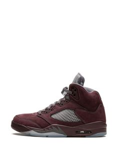 Find JORDAN Air 5 Burgundy High-top Sneakers on Editorialist. burgundy/grey nubuck leather mesh panelling signature Jumpman motif round toe front lace-up fastening toggle fastening logo-embossed tongue signature exposed Air unit rubber sole These styles are supplied by a premium sneaker marketplace. Stocking only the most sought-after footwear, they source and curate some of the most hard to find sneakers from around the world. Jordan Air, Air Jordan 5, Jordan 5, Nubuck Leather, High Top, Air Jordan, Lace Front, Top Sneakers, High Top Sneakers