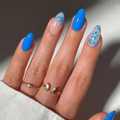 Baby Blue Nails, Short Fake Nails, Easy Nails, Her Nails, Cute Summer Nails, Blue Nail Designs, Blue Nail, Fall Inspo, Beach Nails