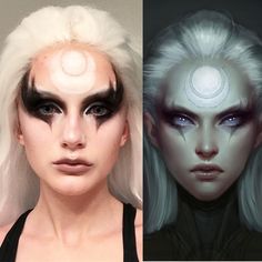 [self] Diana from league of legends makeup test White Hair Costume, League Of Legends Nails, Marceline Cosplay, Winter Wedding Ideas