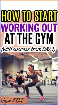 two women doing squats with the words how to start working out at the gym