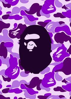 a bathing ape on a purple camouflage background