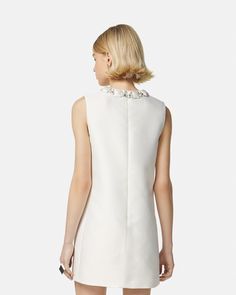 Crystal Duchesse Mini Dress White | VERSACE US Mini Dress Runway, Dresses Versace, Designer Dresses For Women, Mini Dress White, Runway Dresses, Dresses Cocktail, Dress Crafts, Silk Shorts, Matches Fashion