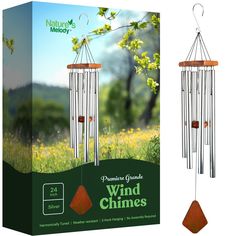 a wind chime is in front of a box