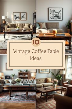 This pin showcases 10 vintage coffee table ideas that add charm to your living room. Featuring styles from DIY upcycling to mid-century designs, these inspiring images highlight unique vintage furniture pieces utilizing 4 vibrant visuals. 2024 Coffee Table Trends, Vintage Coffee Table Decor Ideas, Style A Round Coffee Table, Modern Coffee Table Decor, Tall Coffee Table, Coffee Table Decor Ideas, Round Coffee Table Living Room, Vintage Coffee Tables