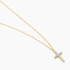 Sometimes the best thing to do is simply believe. Honor your faith with this diamond cross necklace. Length: 16 - 20 inches 16" Chain + 4" Extender Total length 20" Diamond Weight - 0.05cts Cross Height - 13mm Width - 9mm Lobster closure Avoid contact with anything containing derivatives of alcohol MADE WITH LOVE Handcrafted at the time of order by artisan women in India. Hand-wrapped in sustainable, eco-friendly packaging (includes a reusable tin Ella Stein container, muslin cloth pouch, and po Cross Pendant Diamond, Diamond Cross Necklaces, Fine Diamond Jewelry, Diamond Cross Pendants, Diamond Cross, Demi Fine Jewelry, Cross Pendant Necklace, Diamond Pendant Necklace, Recycled Sterling Silver