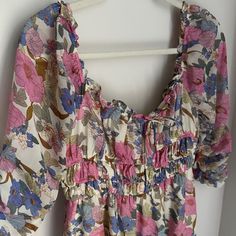 Floral Long Sleeve Pastel Middi Dress - Nordstrom Lush Cottage Core Dress Never Worn, Great Condition! Purple Floral Print Summer Midi Dress, Cottage Core Dress, Dresses Floral, Nordstrom Dresses, Cottage Core, Pink Purple, Lush, Colorful Dresses, Cottage