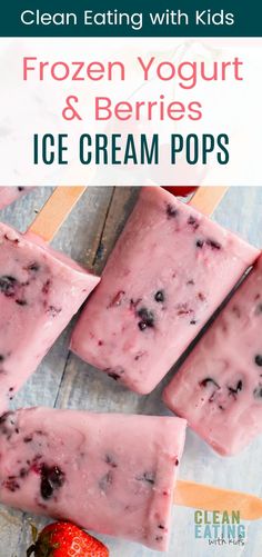 frozen yogurt and berries ice cream pops