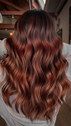 Red Copper Balayage Hair, Copper Ends On Brown Hair, Cowboy Copper Ombre Hair, Deep Copper Balayage, Cowboy Copper Balayage On Dark Hair, Winter Copper Hair Color, Red Copper Balayage Dark Brown, Shadow Root Copper Hair, Cowboy Cooper On Dark Hair