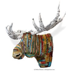 an animal made out of different colored materials