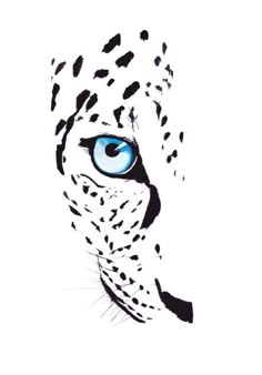 a drawing of a cheetah with blue eyes