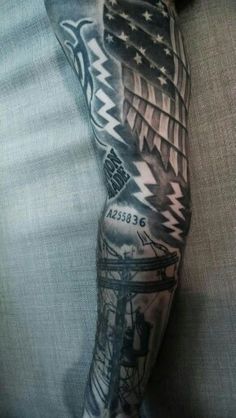 a man with an american flag tattoo on his arm