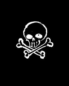 a skull and crossbones on a black background