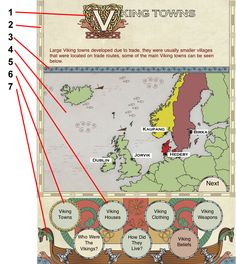 a map showing the locations of viking towns